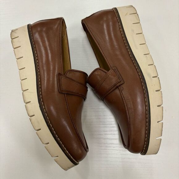 Aquatalia Genevive Leather Platform Loafers in Cognac/ Size 6 - Picture 4 of 7